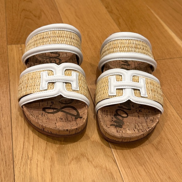 Sam Edelman Rowan Natural Raffia White Sandals, 7.5 - Picture 2 of 6
